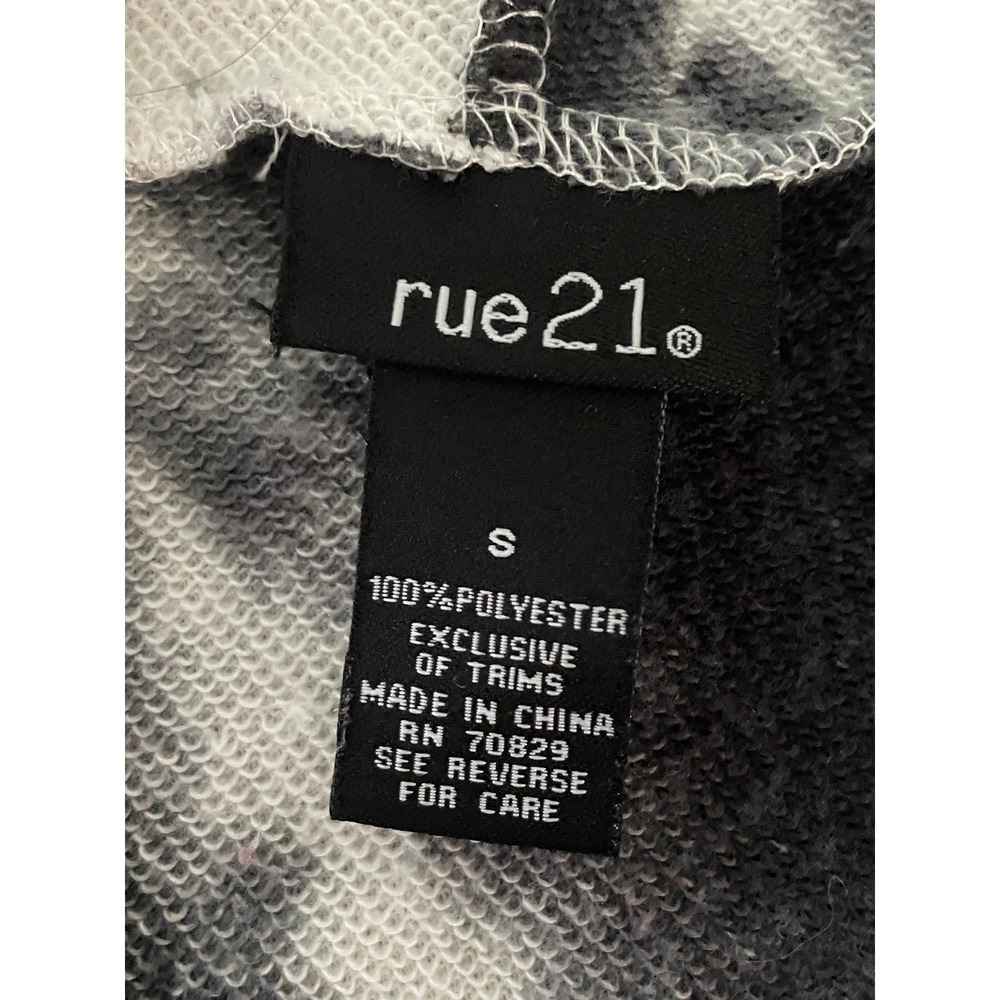 Rue21 Black & White Tie Dye Lace Up Cropped Hoodie Size Small - Picture 3 of 6